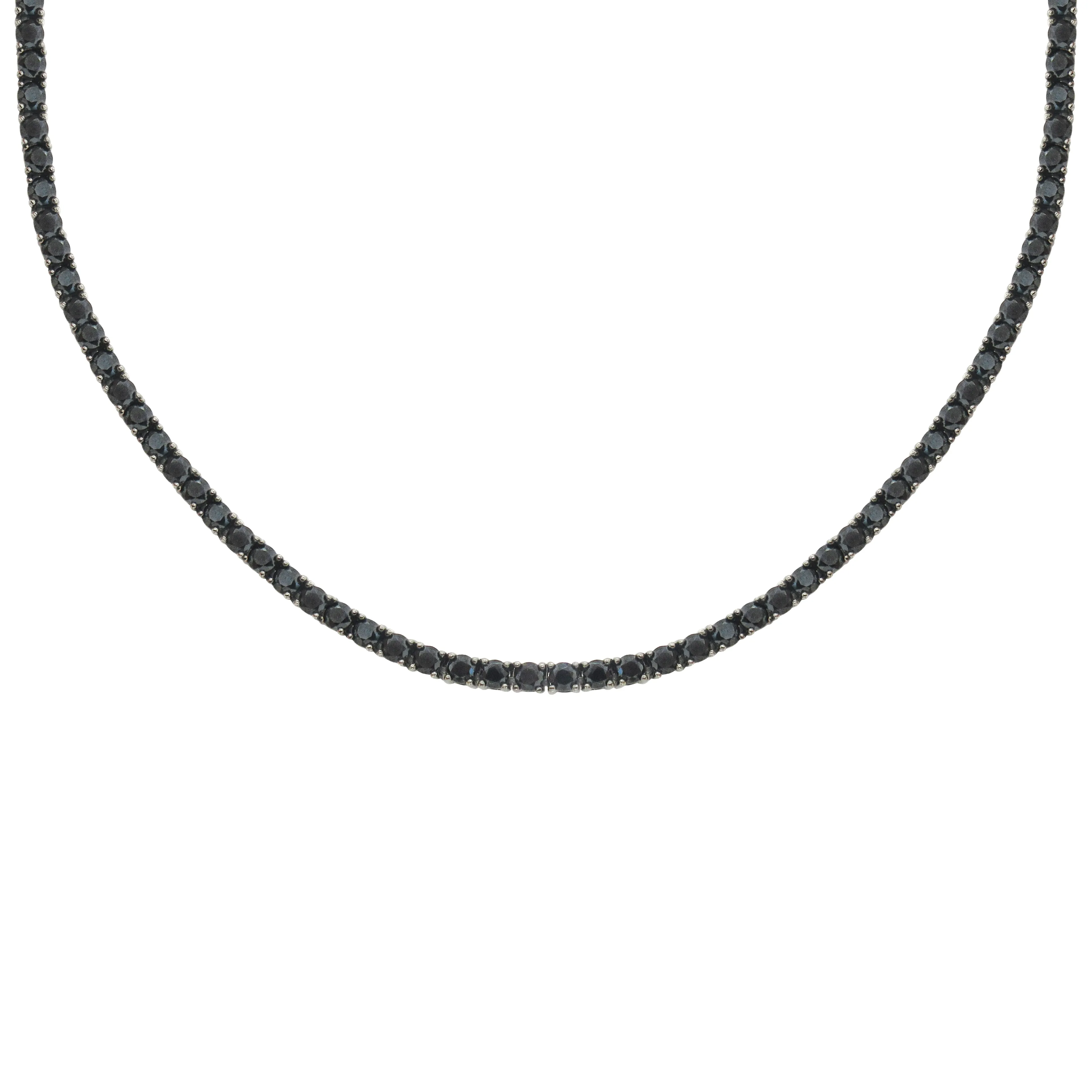 14K BLACK GOLD 5.28 CT BLACK DIAMOND TENNIS NECKLACE