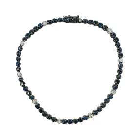 18K White Gold Tennis Bracelet with 51 Sapphires and 10 Diamonds