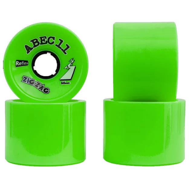 Abec 11 Zig Zags - Lime - 66mm 80a - Skateboard Wheels (Set of 4)