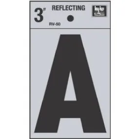 Address Letter, "A", Black Reflective Vinyl, Adhesive, 3-In.