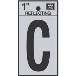 Address Letter, "C", Reflective, Black Vinyl Adhesive, 1-In.