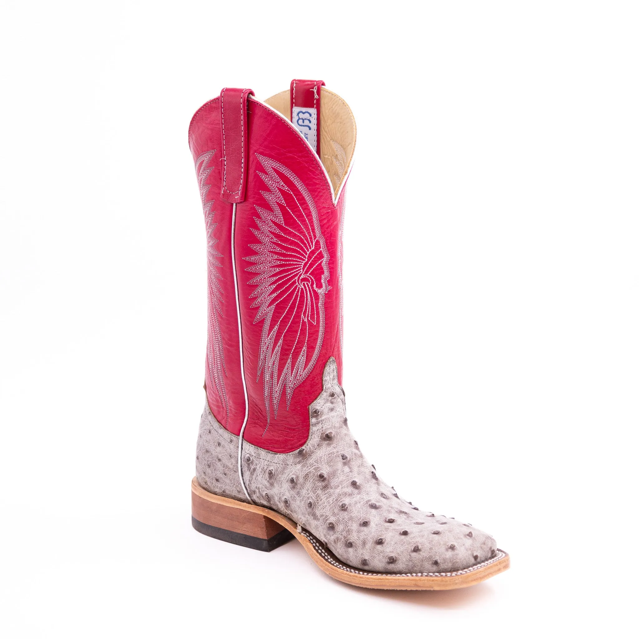 Anderson Bean Women's Kango Tobacco Full Quill Ostrich 13" Wide Square Toe Boots