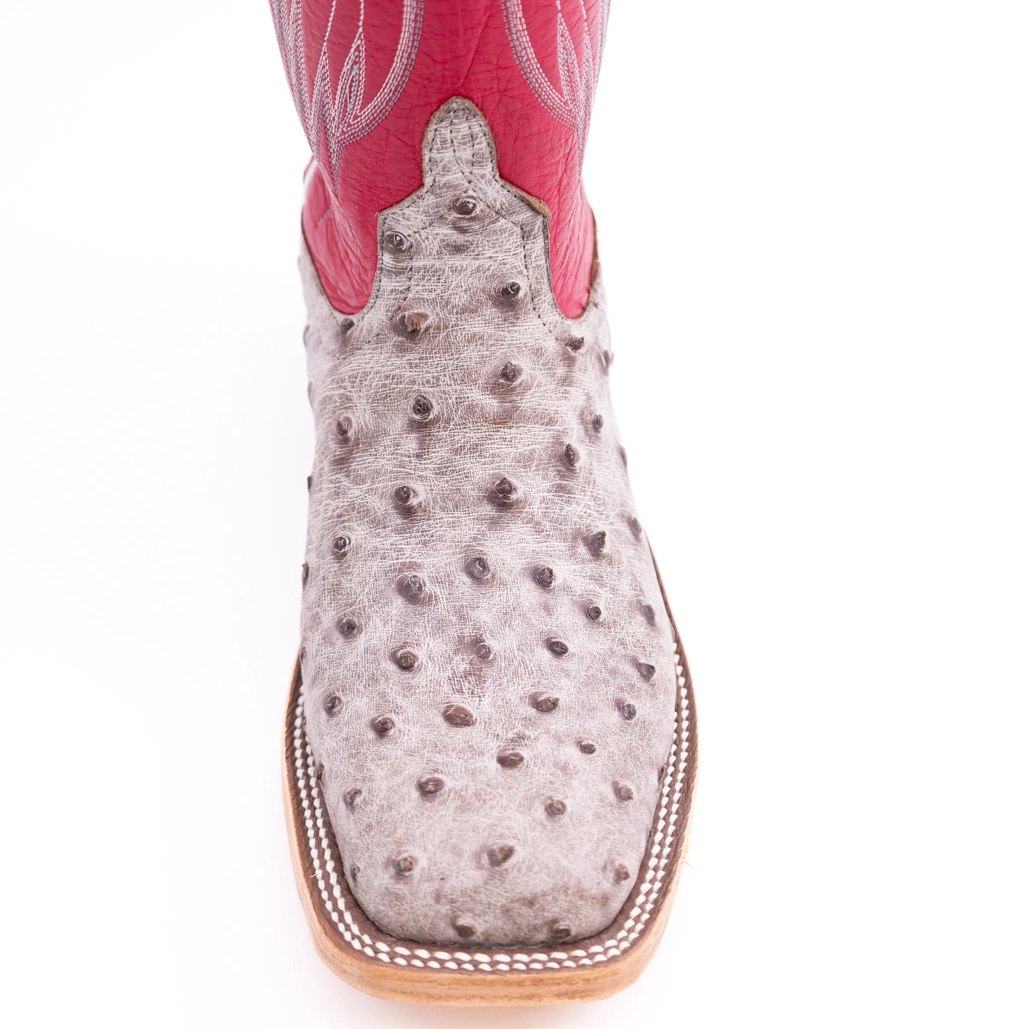 Anderson Bean Women's Kango Tobacco Full Quill Ostrich 13" Wide Square Toe Boots