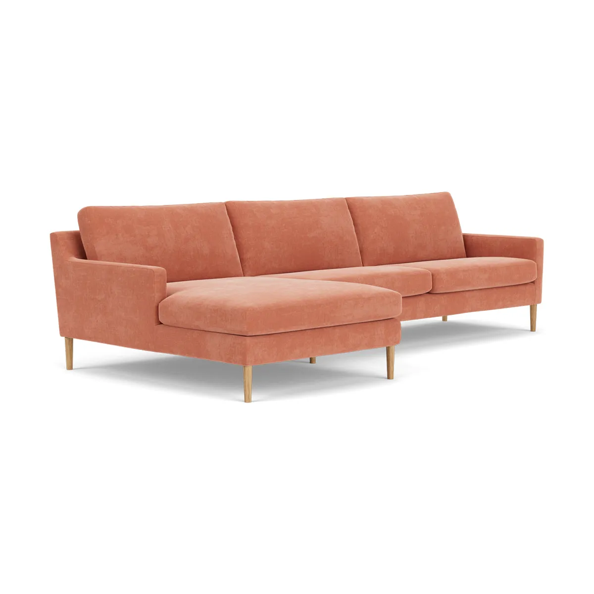 Astha Fabric Left Chaise Sofa (Oak, Dusty Rose)
