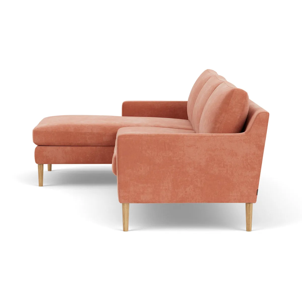Astha Fabric Left Chaise Sofa (Oak, Dusty Rose)