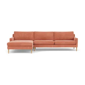 Astha Fabric Left Chaise Sofa (Oak, Dusty Rose)
