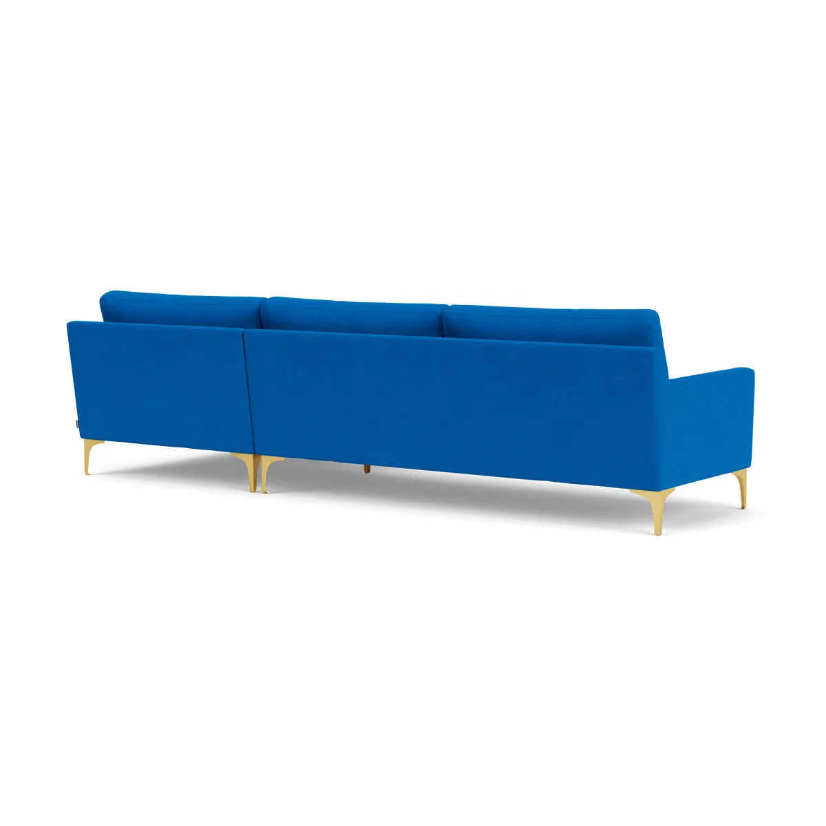 Astha Fabric Right Chaise Sofa (Brass Metal, Cobalt Blue)