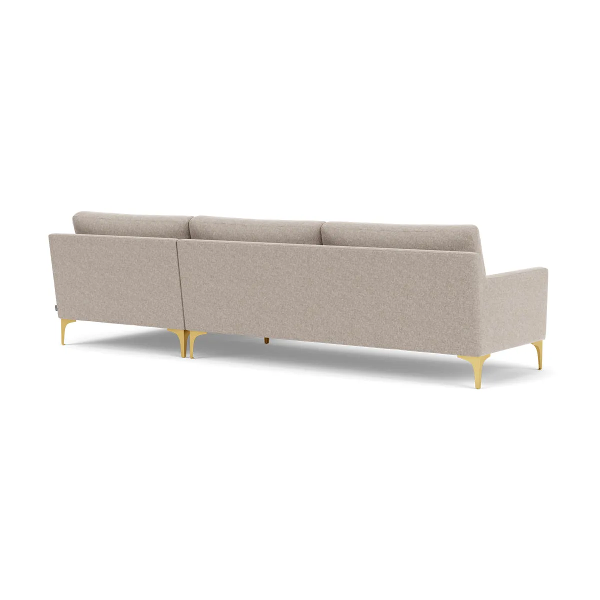 Astha Fabric Right Chaise Sofa (Brass Metal, Stone)