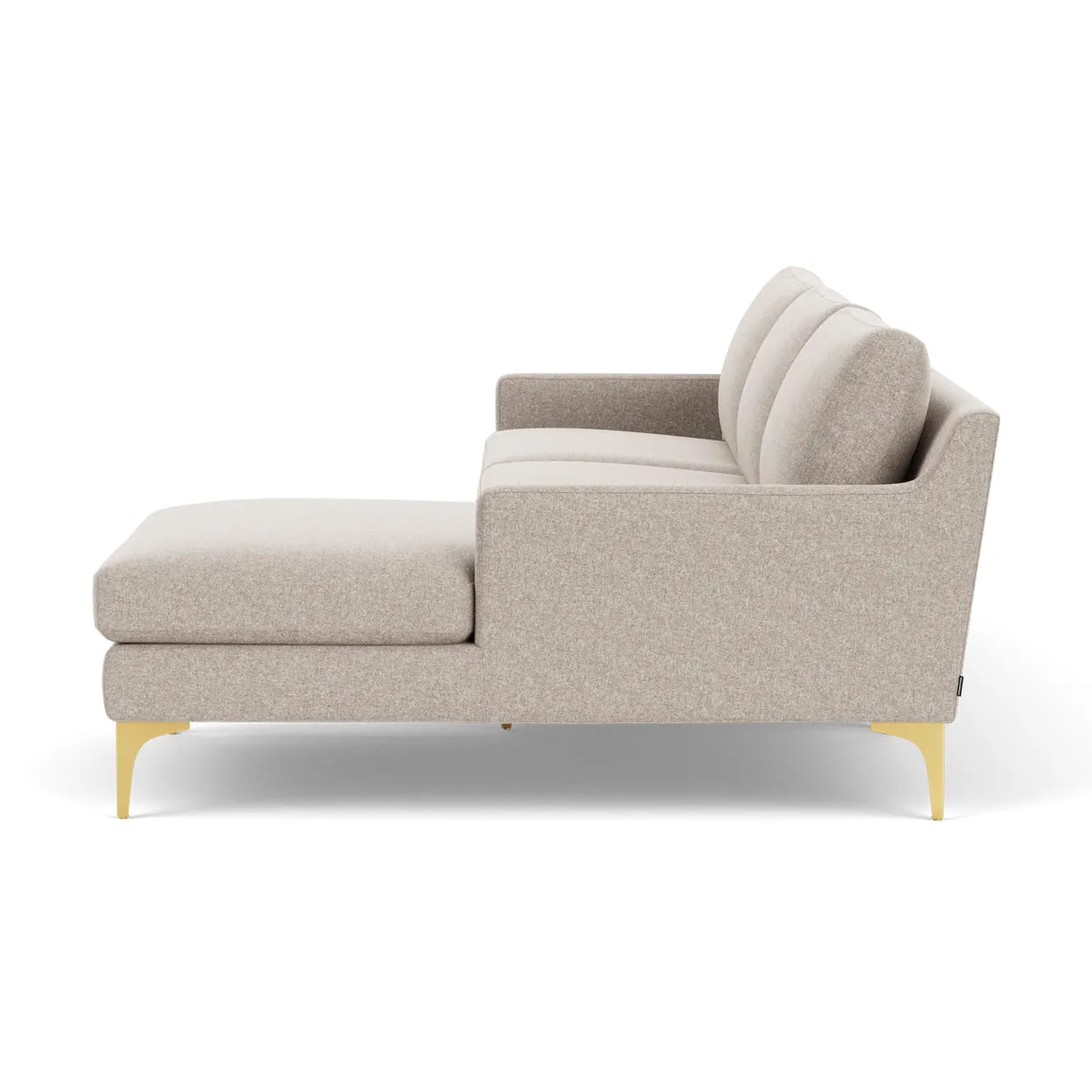 Astha Fabric Right Chaise Sofa (Brass Metal, Stone)