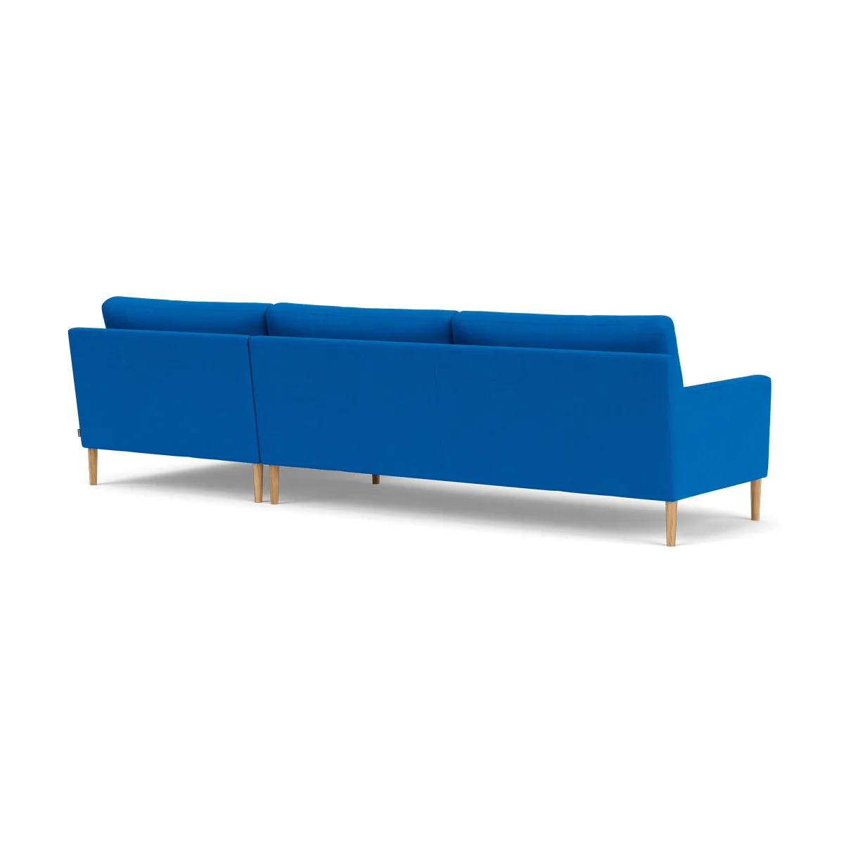 Astha Fabric Right Chaise Sofa (Oak, Cobalt Blue)