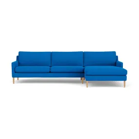 Astha Fabric Right Chaise Sofa (Oak, Cobalt Blue)