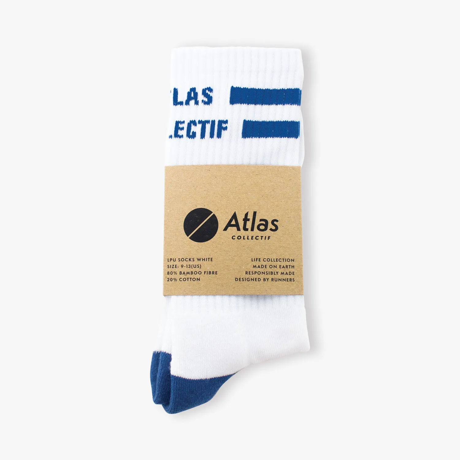 Atlas Lpu Bamboo Running Socks White