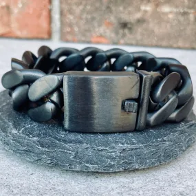 Bagger Bracelet - "EASY BIKER" - Matte Black Stainless - 3/4" wide - B75