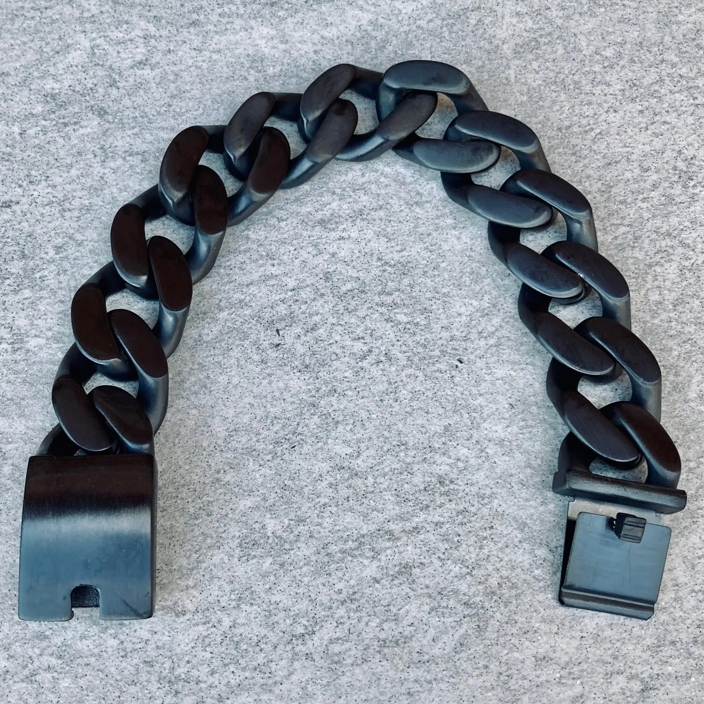 Bagger Bracelet - "EASY BIKER" - Matte Black Stainless - 3/4" wide - B75