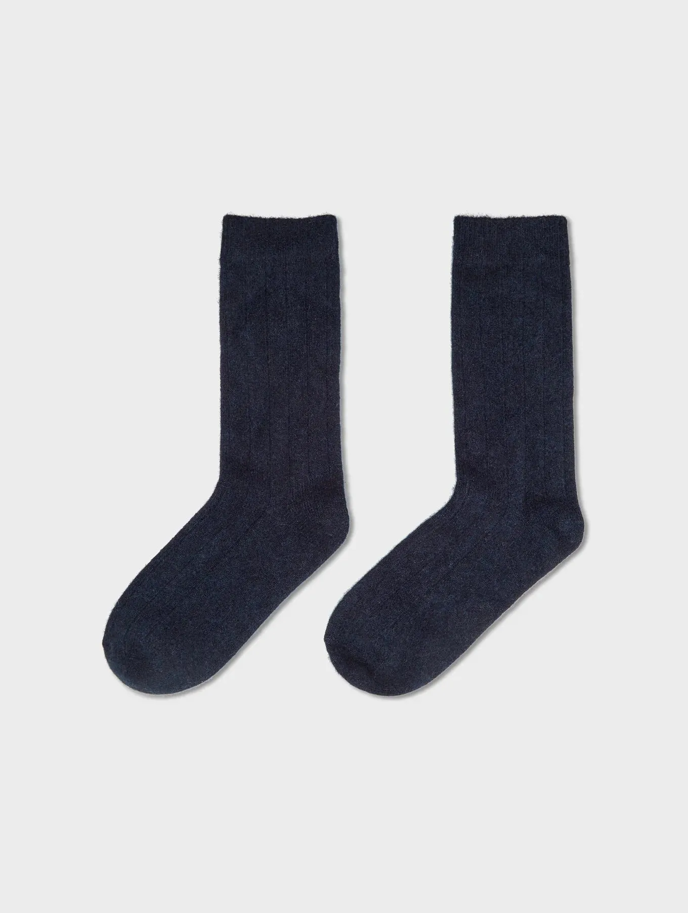 Cashmere Ribbed Socks in Deep Navy