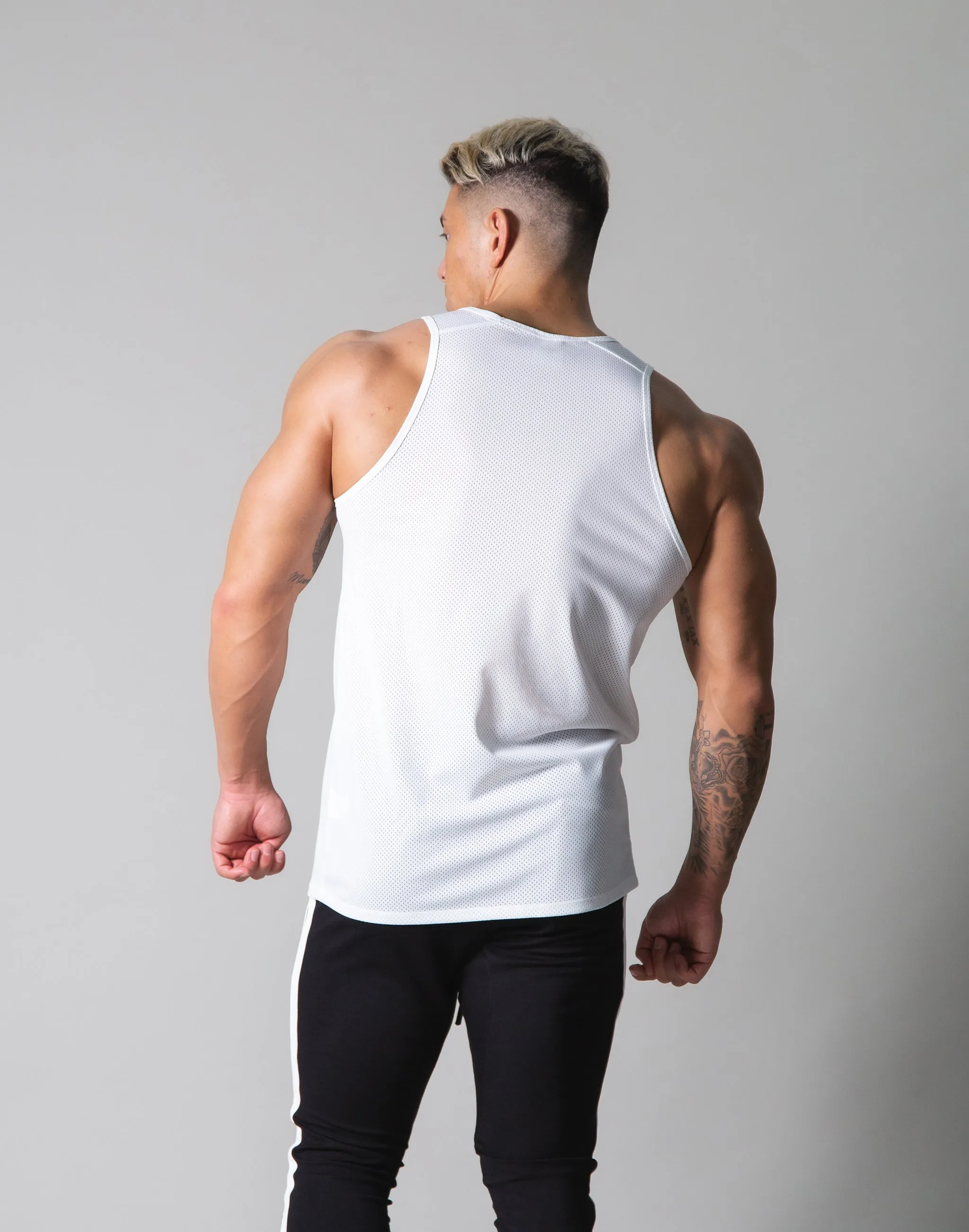 Chain Logo Mesh Tanktop - White