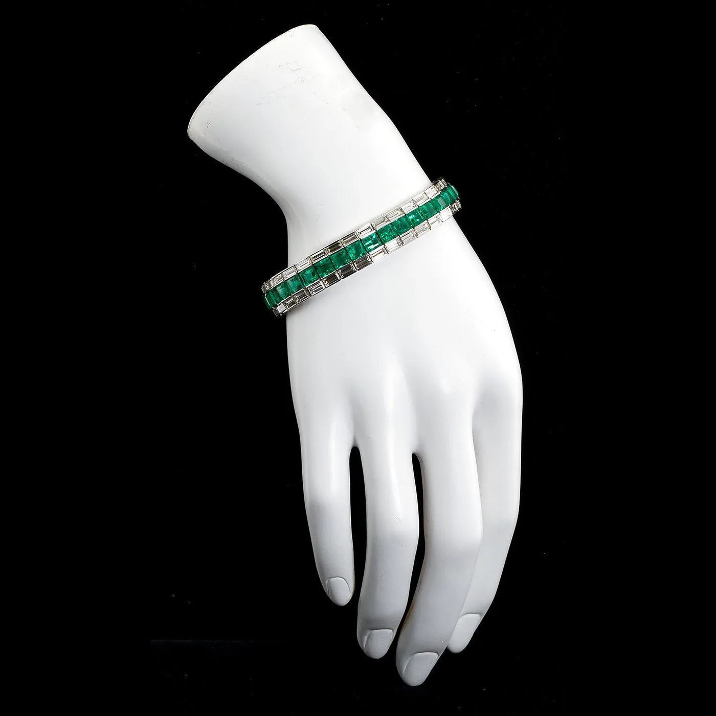 Colombian Emerald Diamond Line Tennis Bracelet