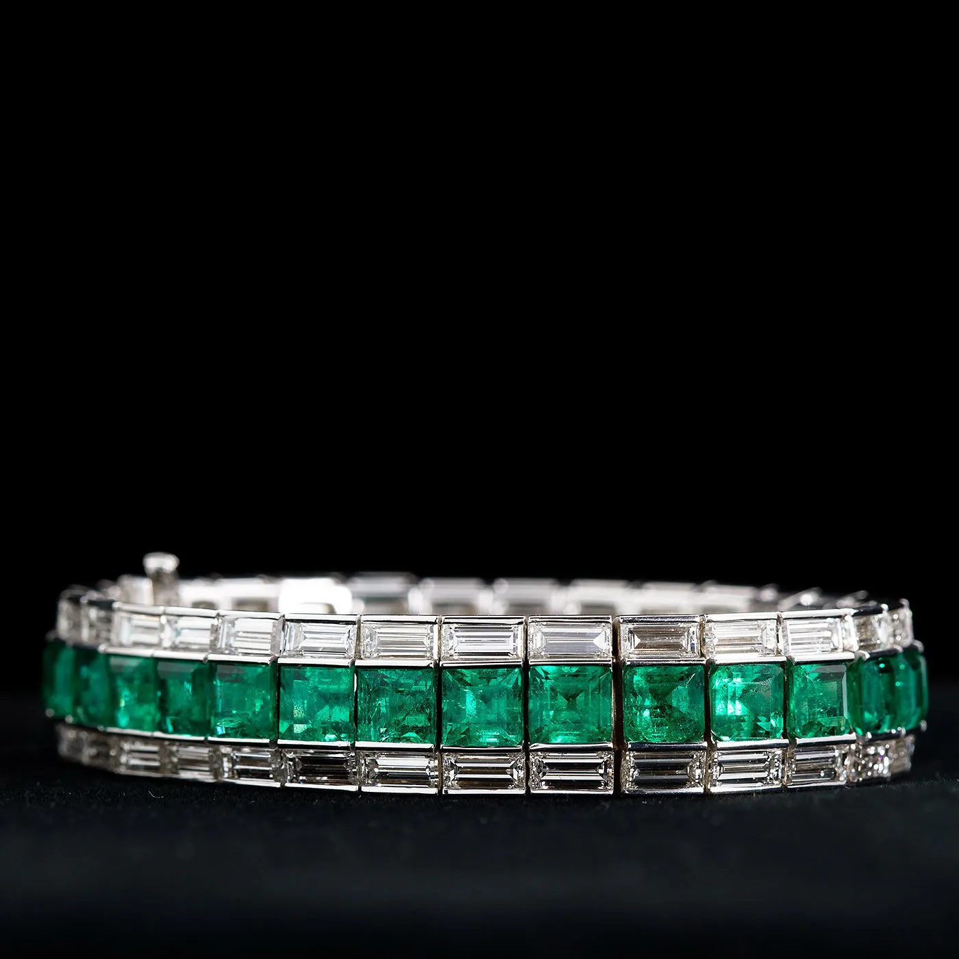 Colombian Emerald Diamond Line Tennis Bracelet