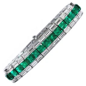 Colombian Emerald Diamond Line Tennis Bracelet