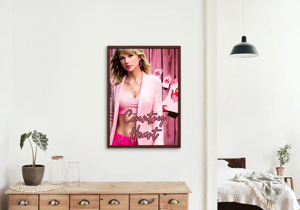 Country Heart Taylor Swift Poster INSTANT DOWNLOAD Art Print, Pink Room Decor, Celebrity Poster, Western Art College Dorm Posters, Pop Art Girls Trendy
