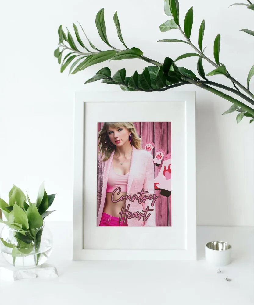 Country Heart Taylor Swift Poster INSTANT DOWNLOAD Art Print, Pink Room Decor, Celebrity Poster, Western Art College Dorm Posters, Pop Art Girls Trendy