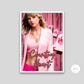 Country Heart Taylor Swift Poster INSTANT DOWNLOAD Art Print, Pink Room Decor, Celebrity Poster, Western Art College Dorm Posters, Pop Art Girls Trendy