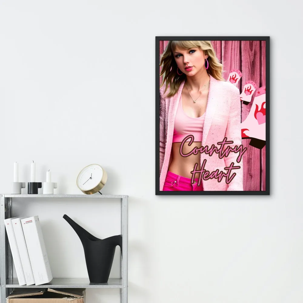 Country Heart Taylor Swift Poster INSTANT DOWNLOAD Art Print, Pink Room Decor, Celebrity Poster, Western Art College Dorm Posters, Pop Art Girls Trendy