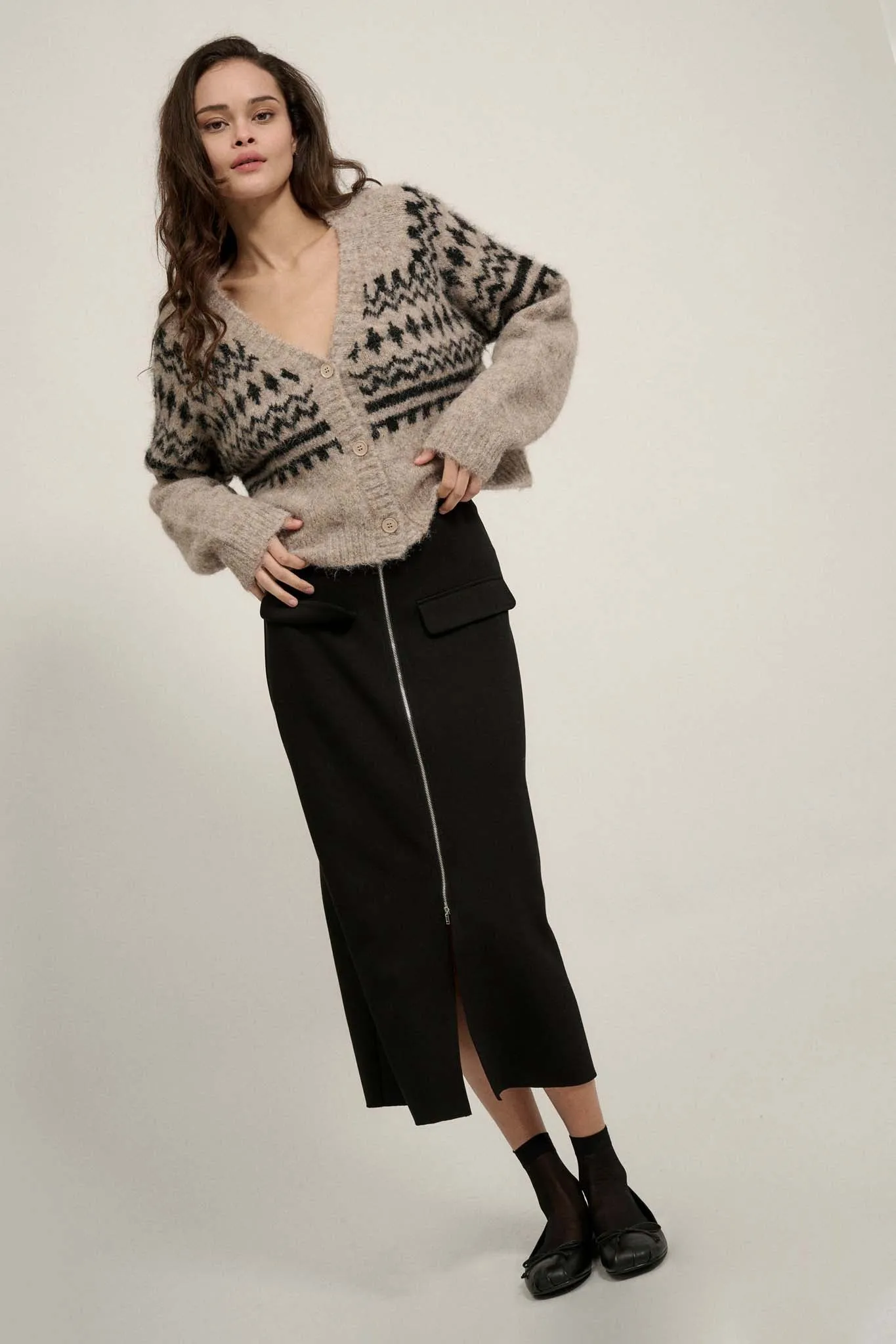 Deer Valley Fuzzy Knit Alpine Cardigan Sweater