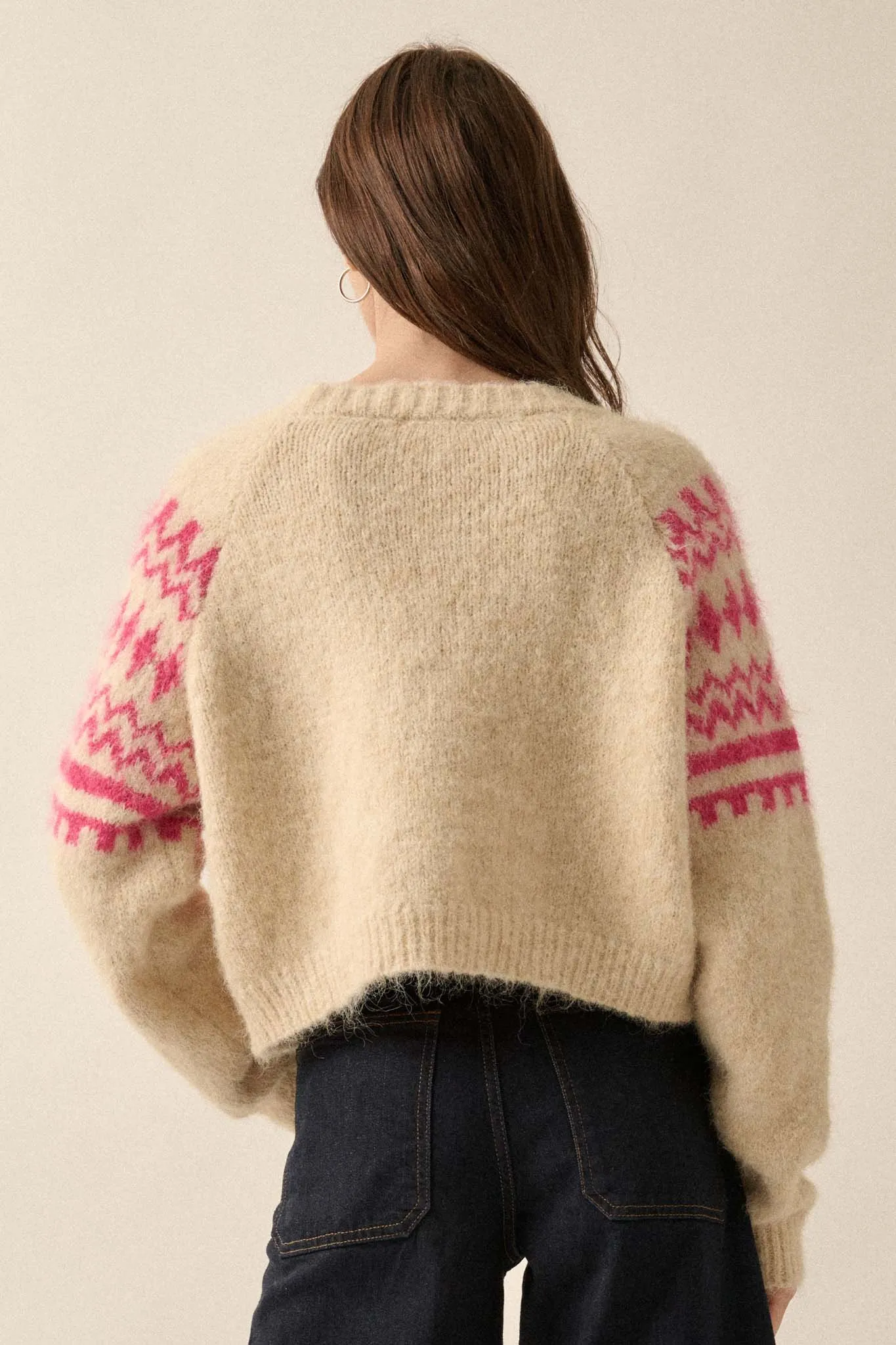 Deer Valley Fuzzy Knit Alpine Cardigan Sweater
