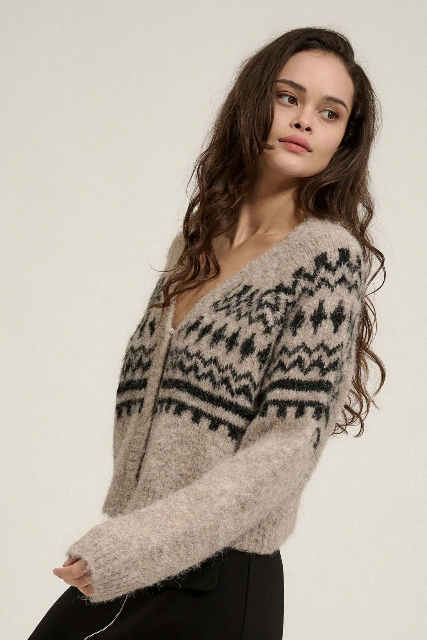 Deer Valley Fuzzy Knit Alpine Cardigan Sweater
