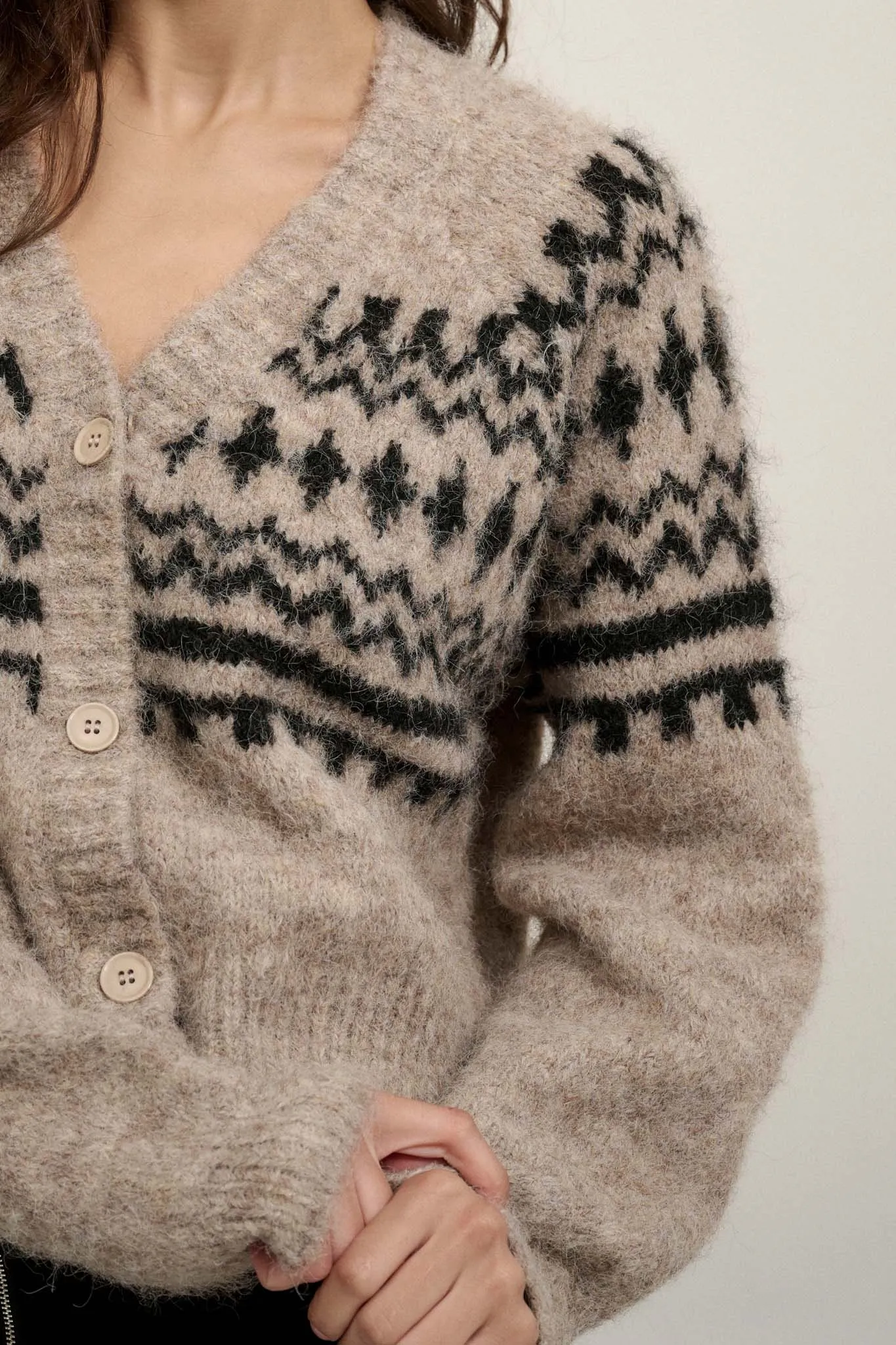 Deer Valley Fuzzy Knit Alpine Cardigan Sweater