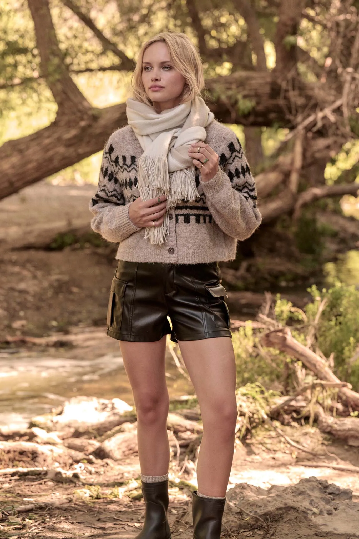 Deer Valley Fuzzy Knit Alpine Cardigan Sweater