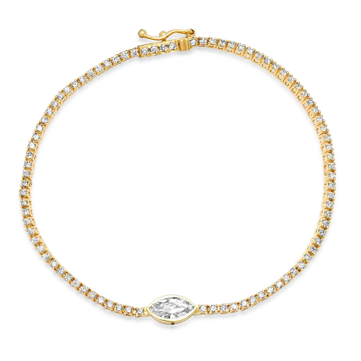 Diamond Tennis Bracelet with Diamond Marquis Center