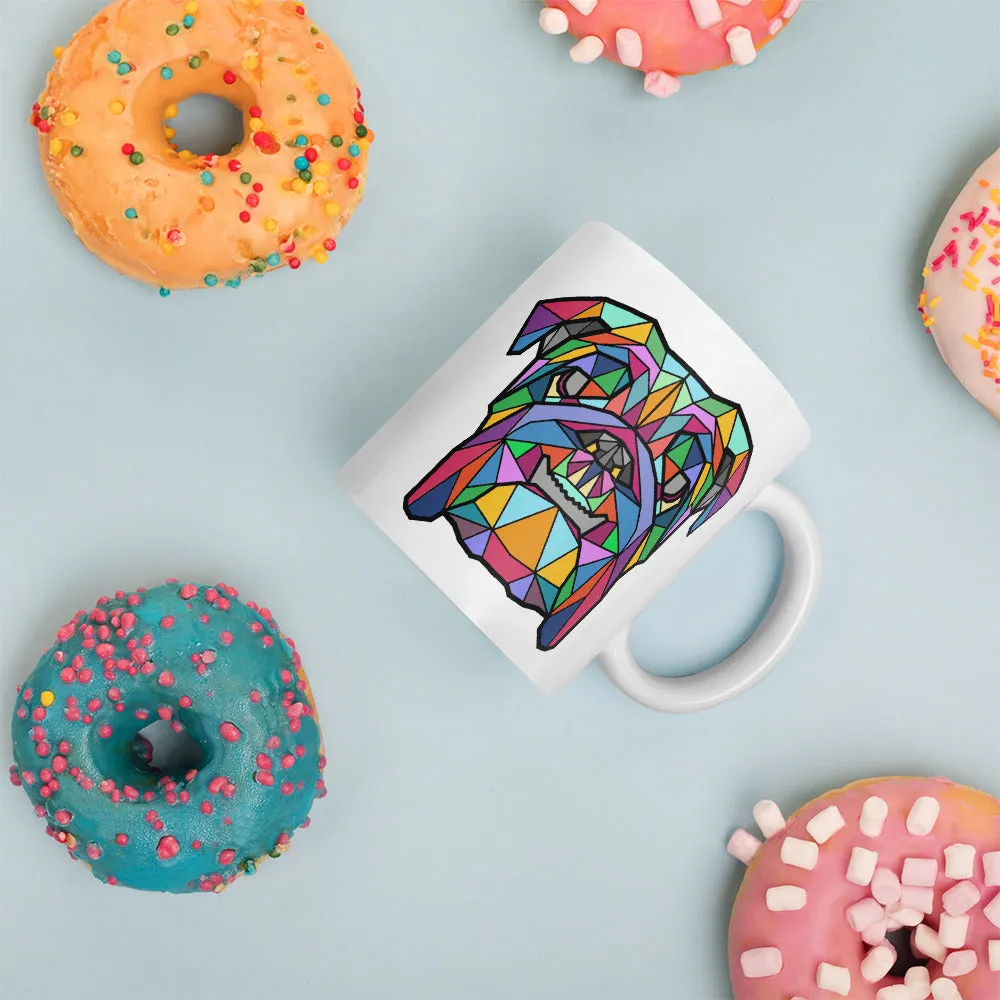 English Bulldog Mug White with Polygon Colour