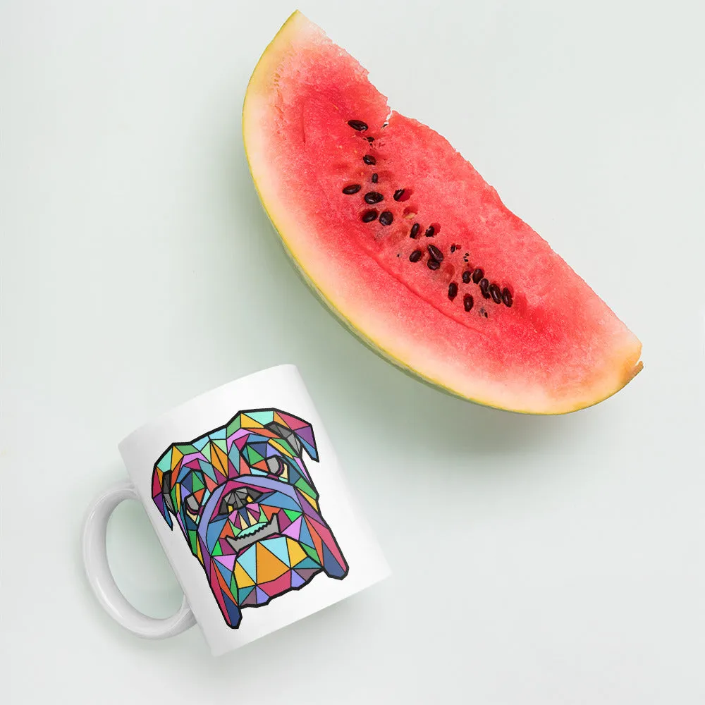 English Bulldog Mug White with Polygon Colour
