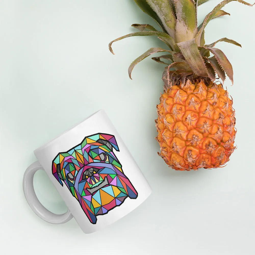 English Bulldog Mug White with Polygon Colour