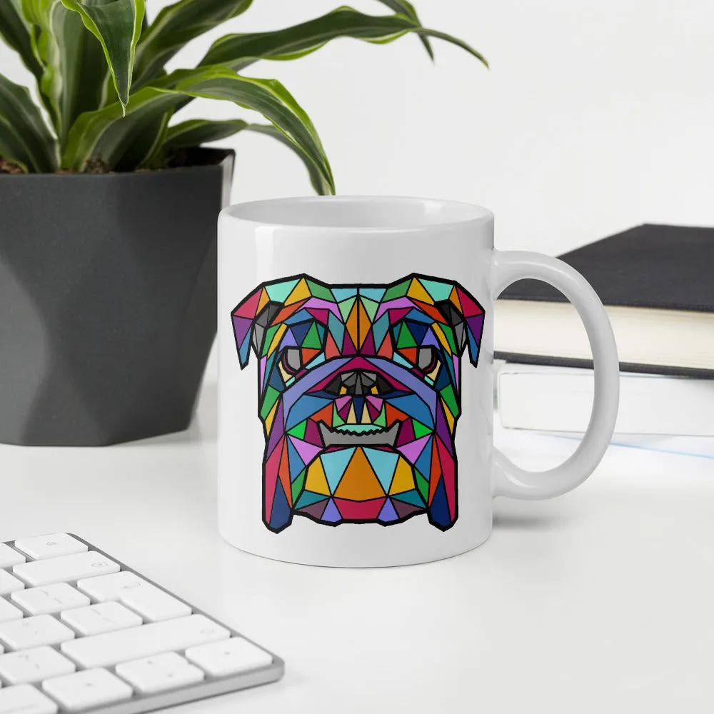 English Bulldog Mug White with Polygon Colour