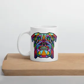 English Bulldog Mug White with Polygon Colour