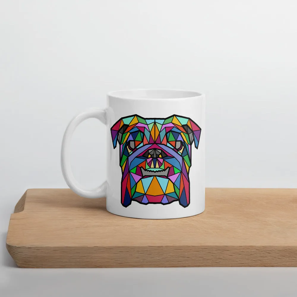 English Bulldog Mug White with Polygon Colour