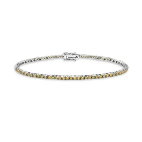 Fancy Yellow Diamonds Tennis Bracelet (2.80 ct.) 2 mm 4-Prongs Setting in 14K Gold