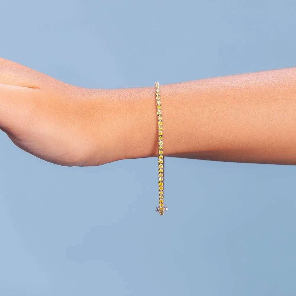 Fancy Yellow Diamonds Tennis Bracelet (2.80 ct.) 2 mm 4-Prongs Setting in 14K Gold