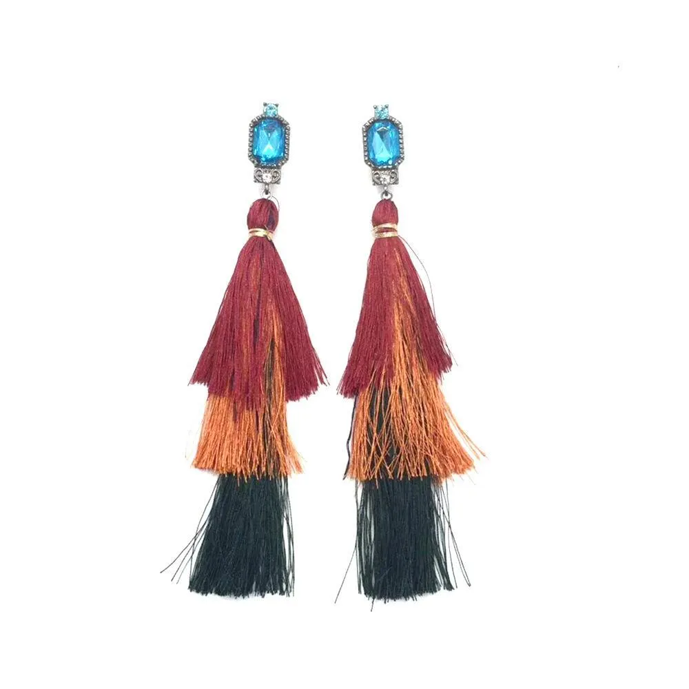 Fashion New drop earring handmade long tassel pendant ethnic fringed earrings vintage for bohemia Xmas party