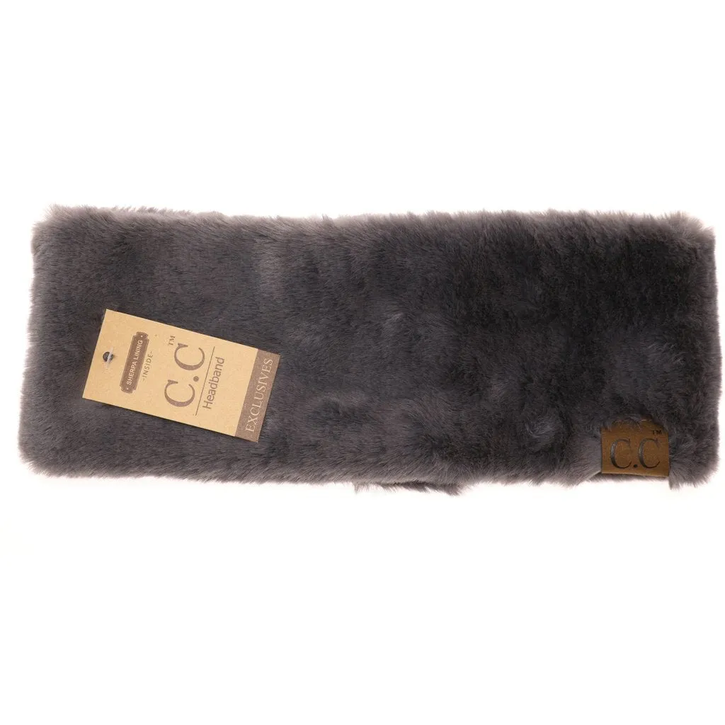 FUZZY LINED FAUX FUR CC HEADWRAP