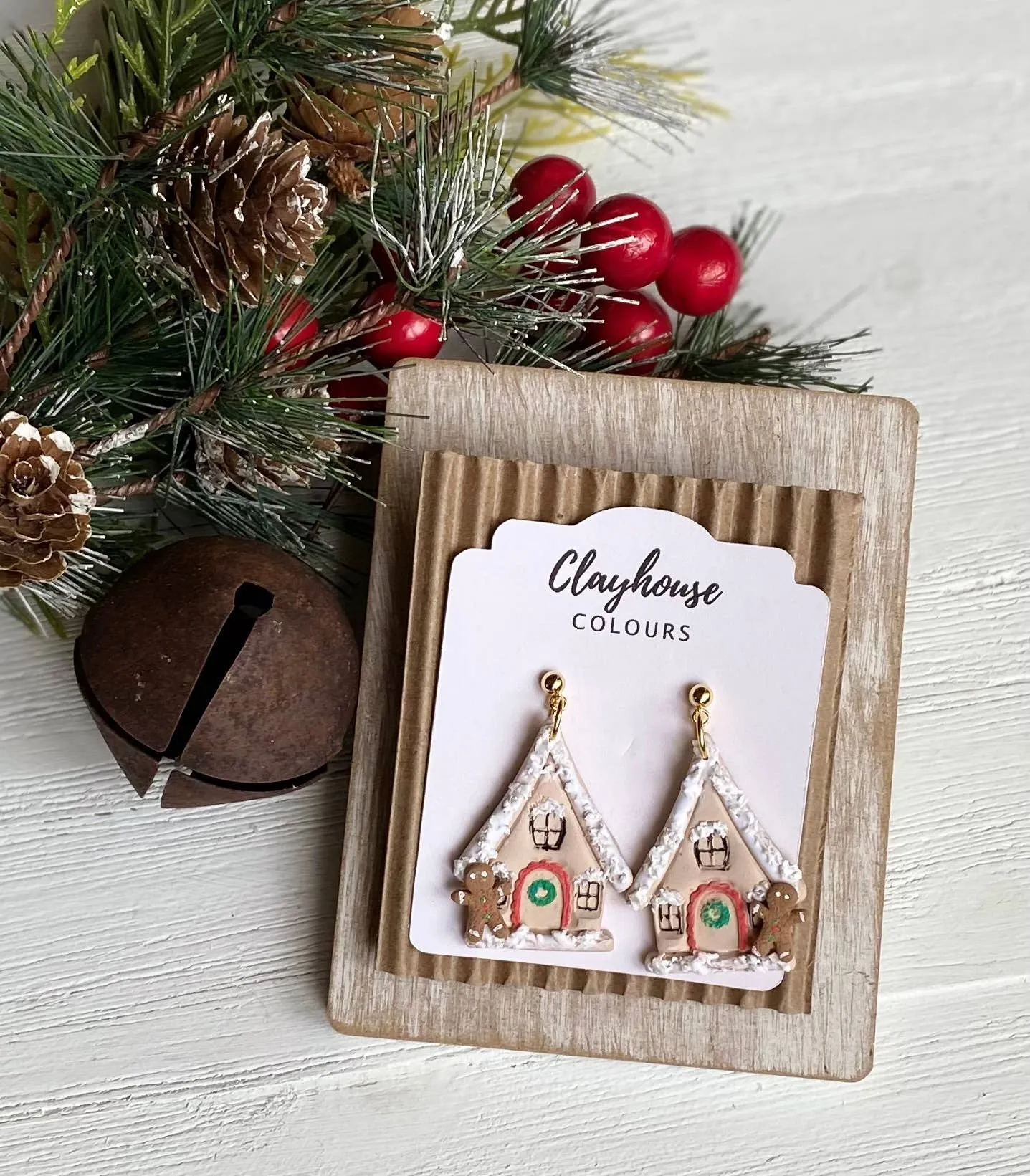 Gingerbread House Clay Earrings