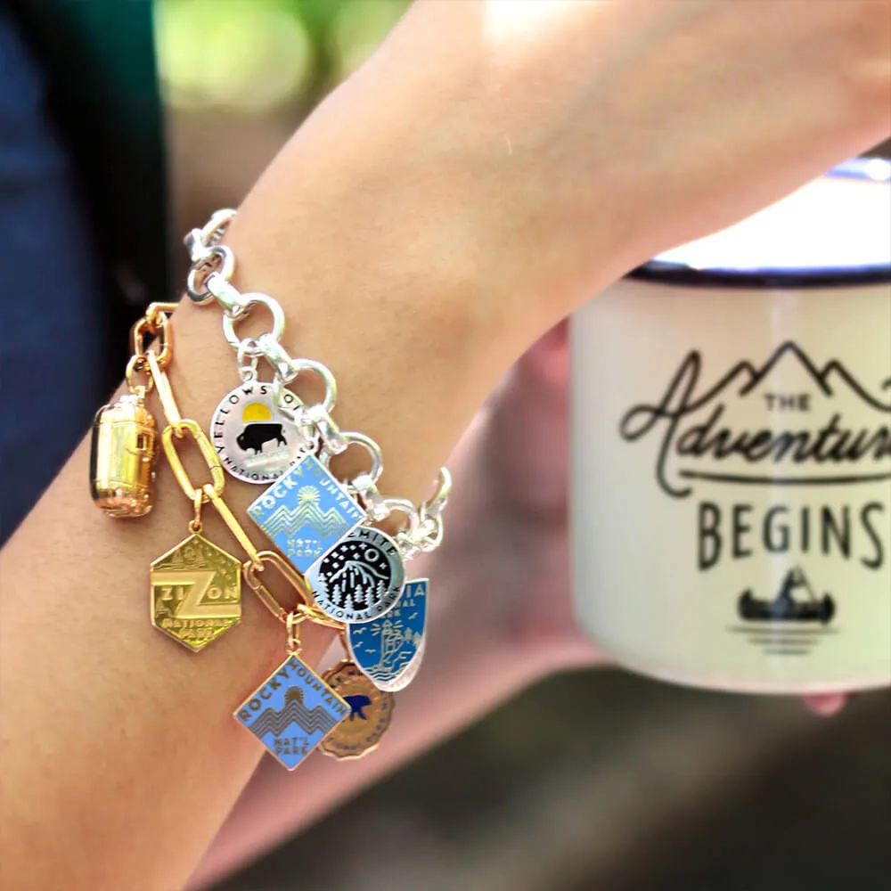 Grand Teton National Park Charm, Solid Gold Enamel