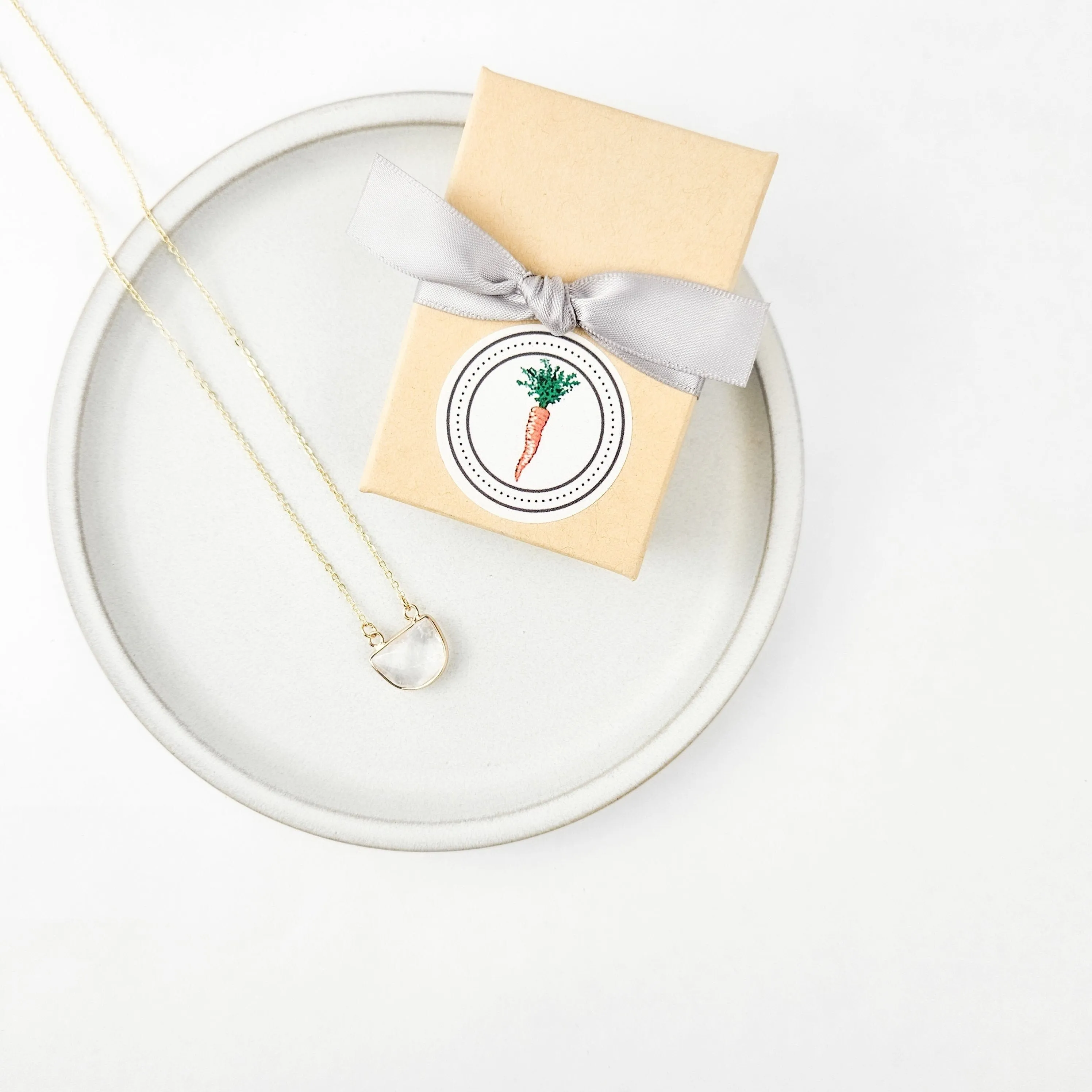 Half Moon Clear Quartz Crystal Necklace