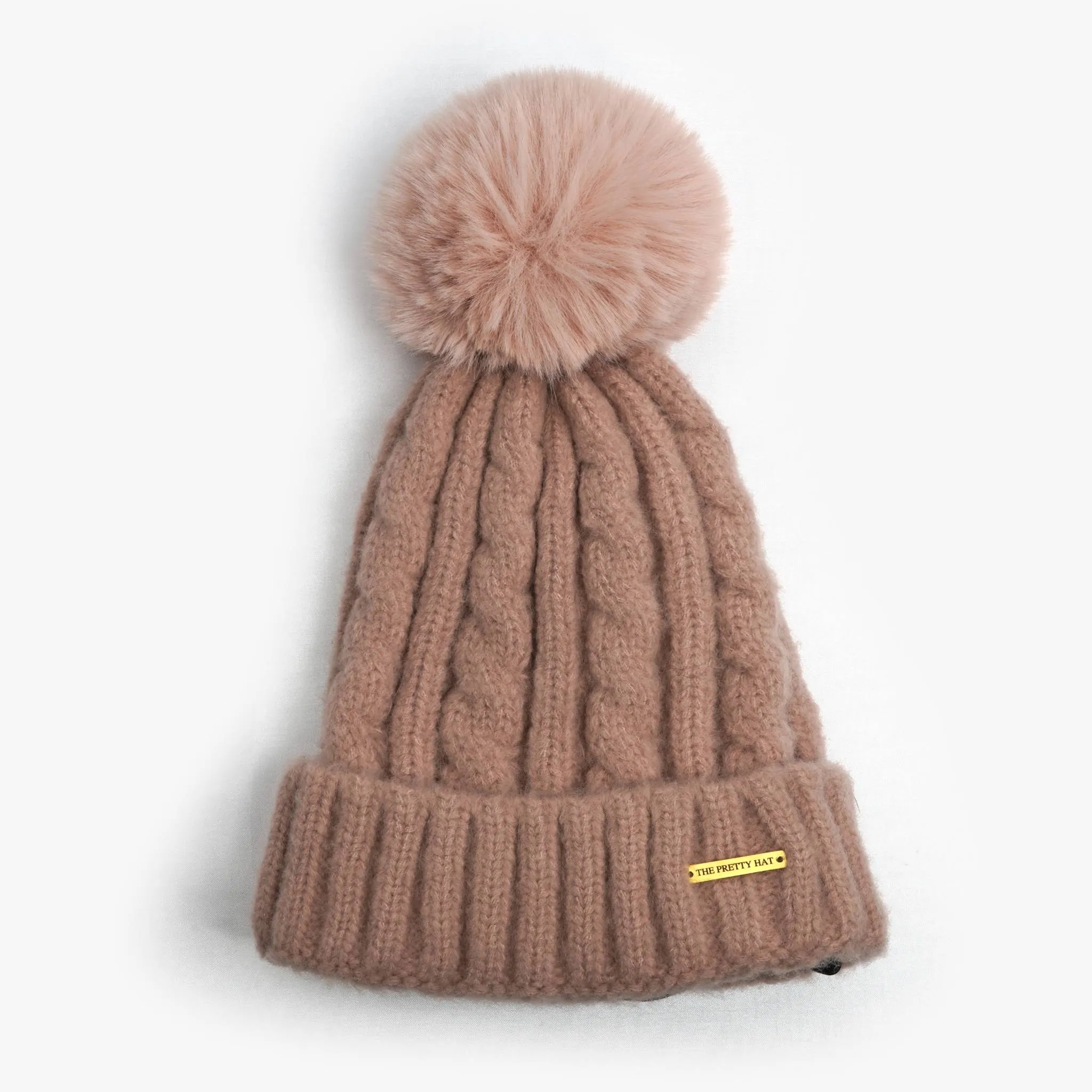 Laura Satin Lined Beanie With Detachable Pom - Soft Pink