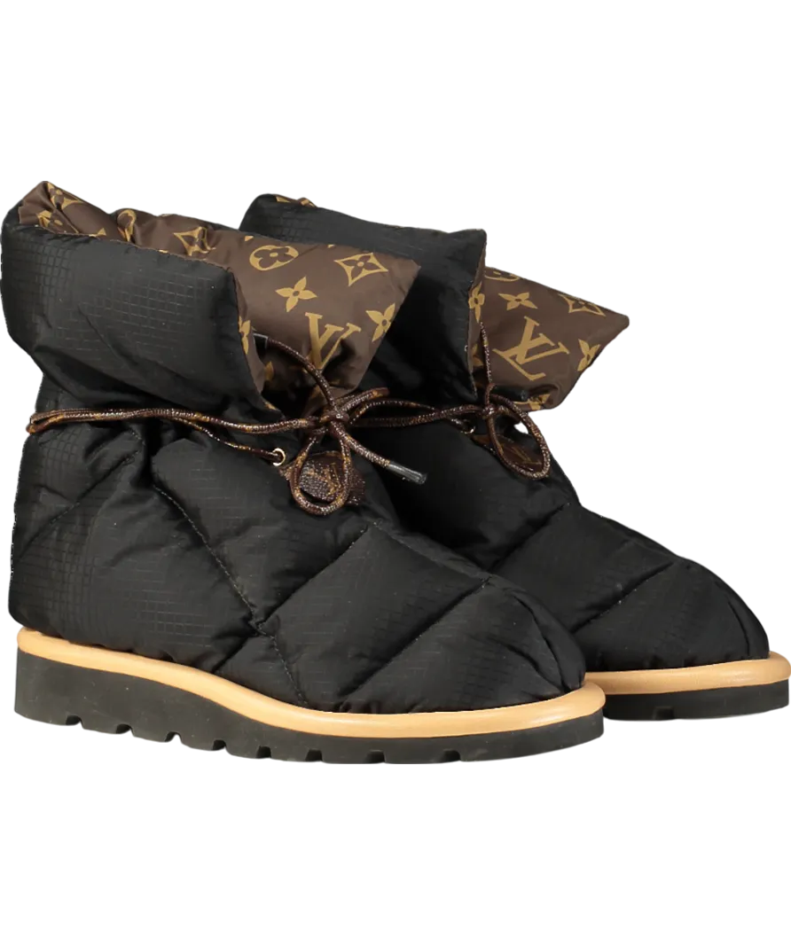 LOUIS VUITTON Black / Monogram Pillow Comfort Ankle Boots UK 2 EU 35 👠
