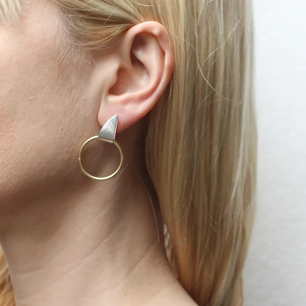 Marjorie Baer Golden Hoop Within Folded Silver Post Earrings