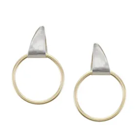 Marjorie Baer Golden Hoop Within Folded Silver Post Earrings